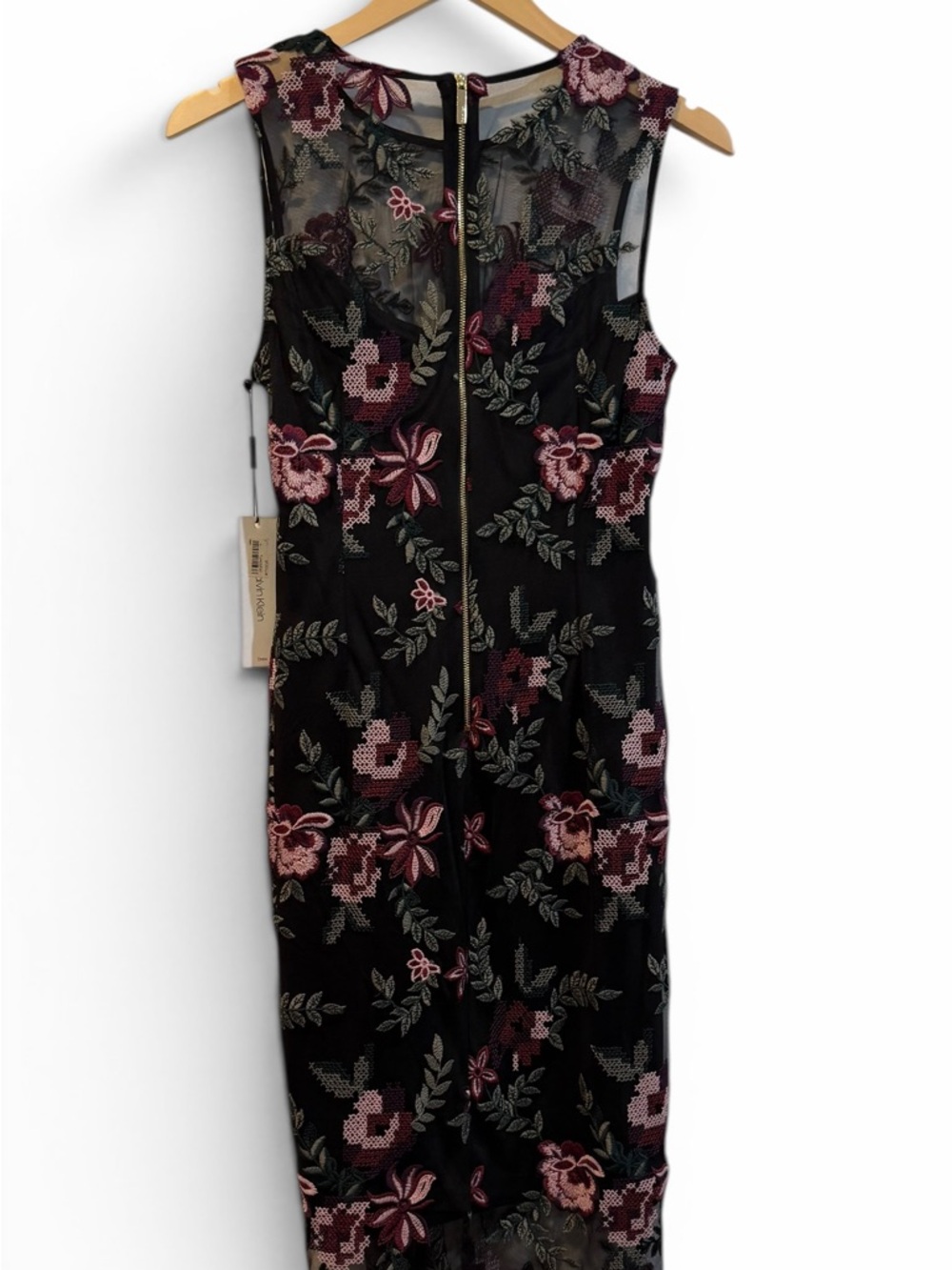 Calvin Klein NWT Black Floral Embroidered Cocktail Dress Size 10 - Picture 3 of 13